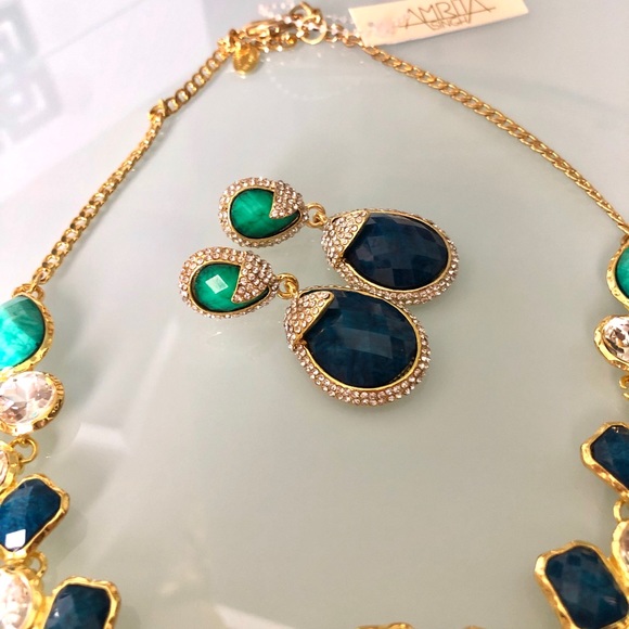 Turquoise & Lapis Earring & Necklace Set - Picture 5 of 5